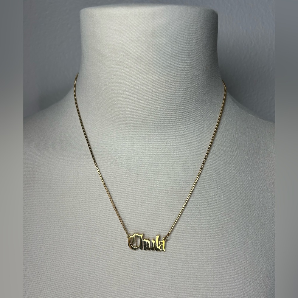 “Chula” Block 18k Gold Plated Necklace by LatinX Owned Brand Hija De Tu Madre